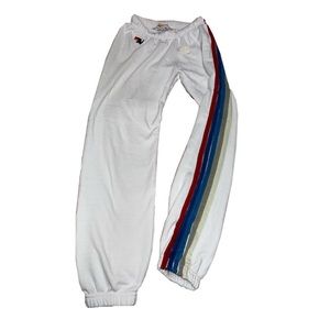 Women’s Aviator Nation Limited Edition White Stripe Sweatpants Joggers NWT SMALL